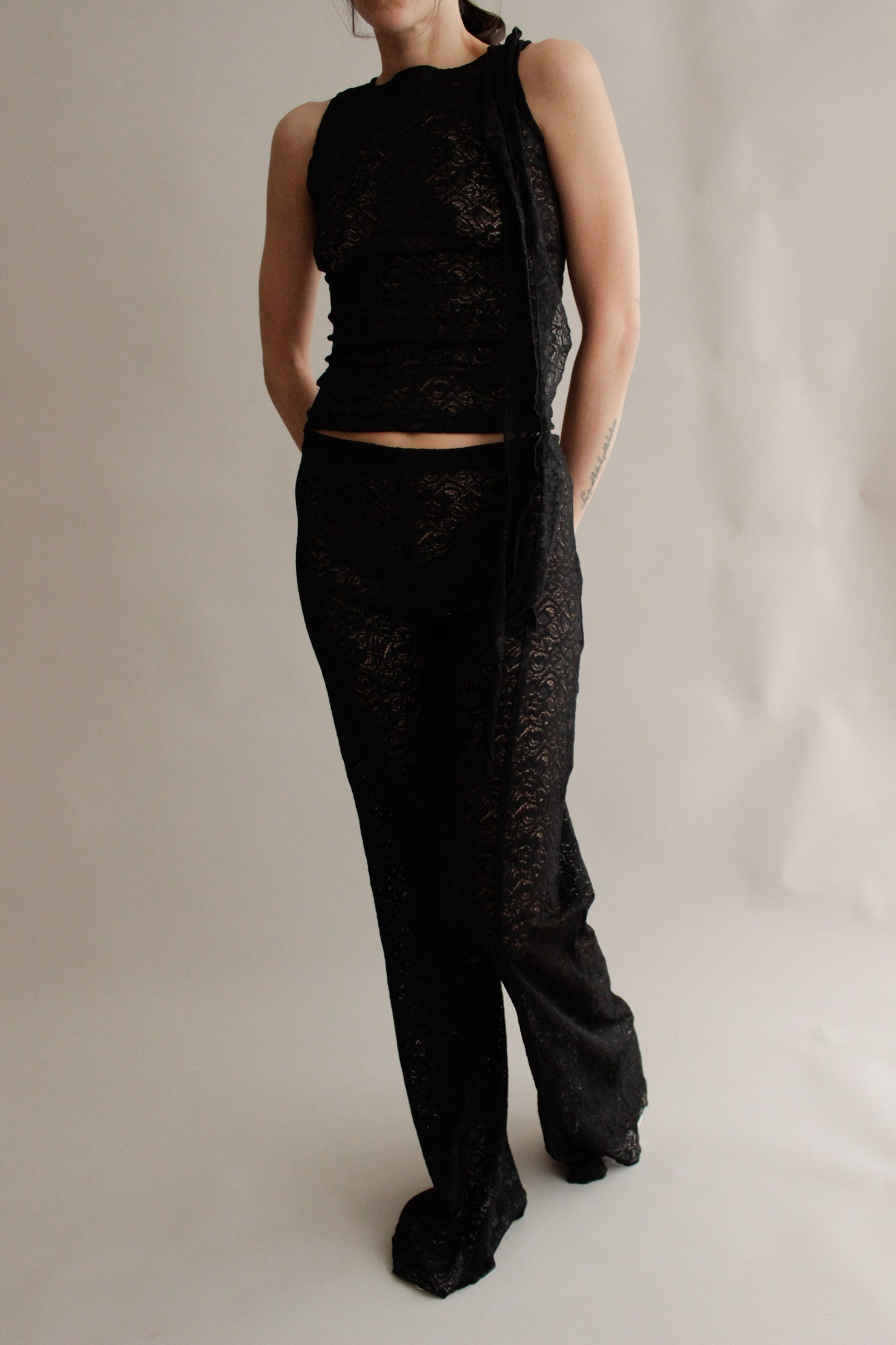 DEAD STOCK LACE PANTS BLK