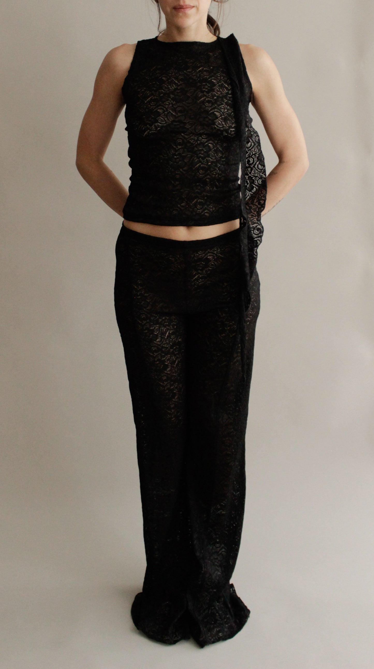 DEAD STOCK LACE PANTS BLK