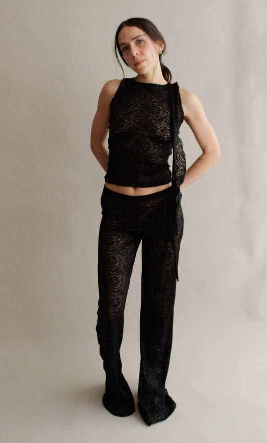 DEAD STOCK LACE PANTS BLK