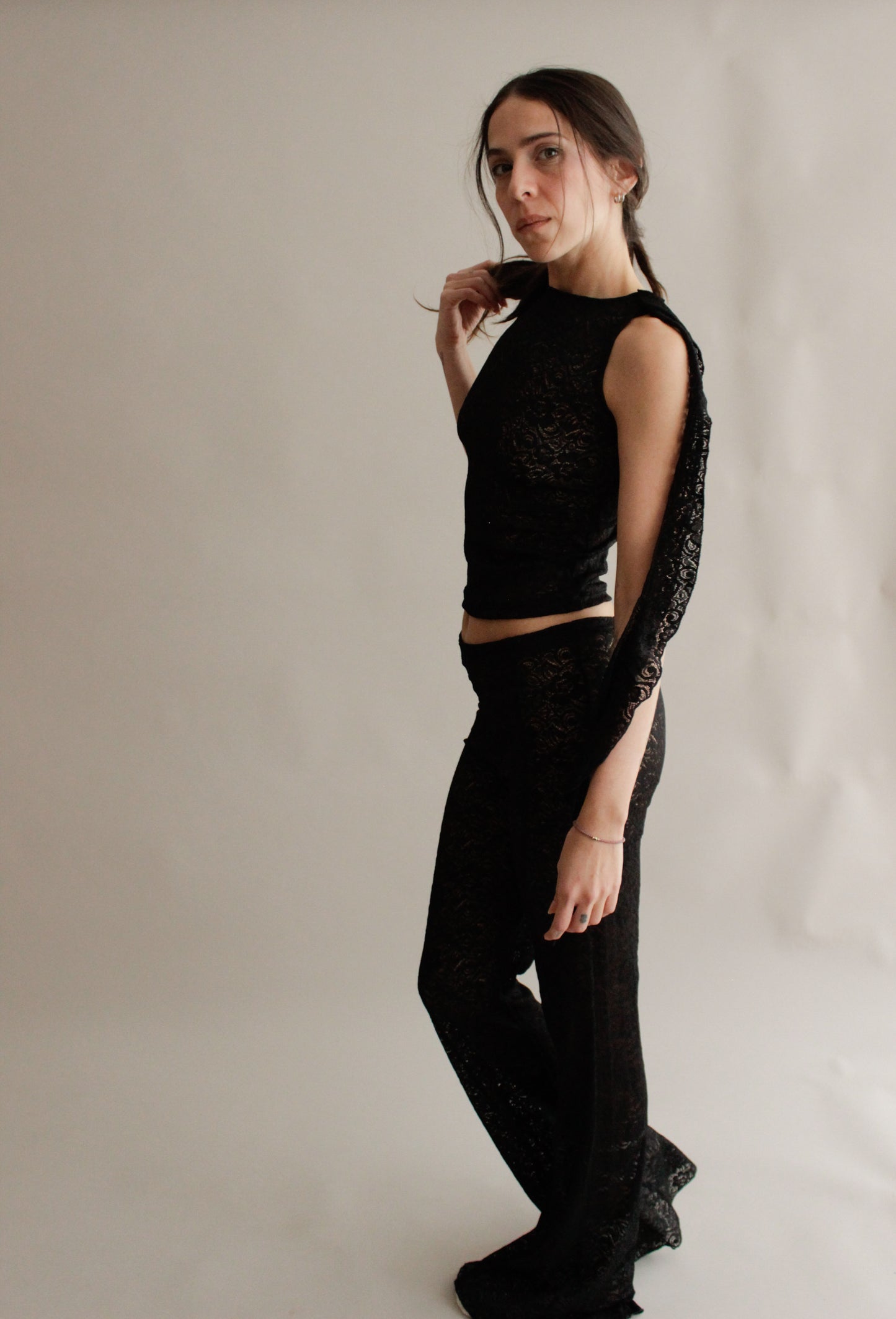 DEAD STOCK LACE PANTS BLK